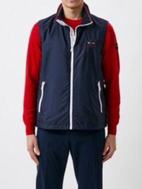 Paul & Shark Y.C. Admiral's Vest Navy Blue Nylon Packable Hood Men's 3XL Italy